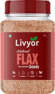 LIVYOR Raw Flax Seeds, Unroasted, Rich in Omega 3 and Iron Brown Flax Seeds