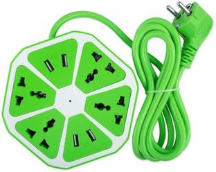THE. Hexagon Extension Cord 4 Surge Power Socket with 4 USB Port with 6 Ft wire. 12 A Three Pin Socket