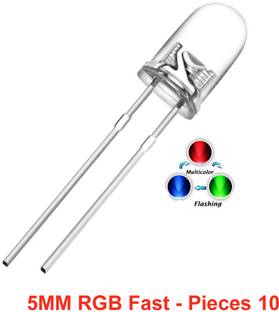 ELPH 5mm RGB Transparent LED, Multicolor Changing LED, 3V DC, 2 Pin, Pack of 10 Electronic Components Electronic Hobby Kit