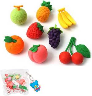 AncientKart Fancy Eraser Fruit Style Set of 8 Non-Toxic Eraser