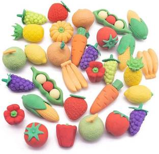 AncientKart Fancy Eraser Fruit Style Set of 32 Non-Toxic Eraser