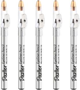 Dazller Eyeliner Pencil - (Pack of 5) Jet Black, Water-resistant, Lightweight,Long stay 7.5 g