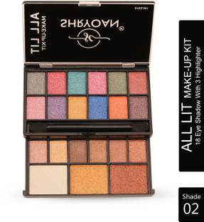 Shryoan All Lit Make-up Kit With 18 Eyeshadow & 3 Highlighter Powder | Highly Pigmented 20 g