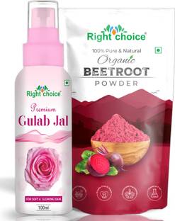 RIGHT CHOICE 100% Natural & Pure Beetroot Powder and Rose Water|Face Pack|Skin Brightening|