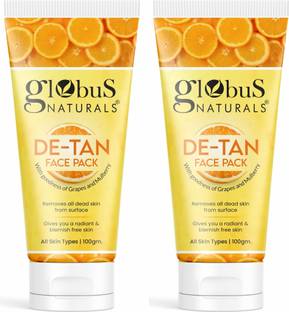 Globus Naturals De Tan Face Pack, Tan Removal, Set of 2