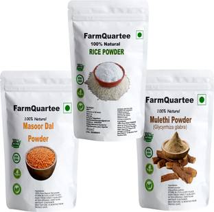 FarmQuartee Masoor Dal Powder (RED LENTILS) & RICE POWDER and Mulethi Powder & Face and Skin