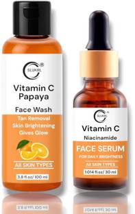 slukrl Vitamin C Serum and Papaya Face wash glwoing skin For Brighter Skin Face Wash