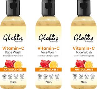 Globus Remedies Skin Brightening Vitamin C Anti Dullness, Tan Removal Formula, Set of 3 Face Wash