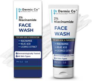 Dr Dermic Co 2% Niacinamide  with Kojic Acid & Licorice Extract for Reducing Dark Spots, Pigmentation & Uneven Skin Tone | Gentle Brightening Cleanser Face Wash