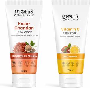 Globus Naturals Skin Lightening & Dark Spot Removal Vitamin C & Kesar Chandan Combo Face Wash