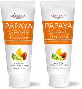 Alna Care Papaya Grape |Makes Skin Brighter & Lustrous||75ML Each|Combo Pack Of 2 Face Wash