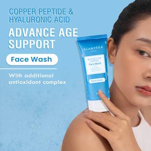 GLAMVEDA Peptide & Acid Advance Age Support face Wash | Anti Ageing & Firming | All Skin Types | Multi Peptide Complex & Centella Assiatica | Anti Wrinkle Formula For Glowing Skin | Face Wash