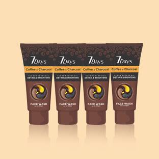 KISRA 7Days Coffee & Charcoal Skin Purifying and Deep Detox, Fights Pollution, Blackheads Face Wash