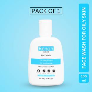 Renon 2 % Salicylic acid and 2 % Niacinamide Facewash with Neem and Aloe Vera Extract |Silicon Free | Oily and Acne Prone Skin Face Wash