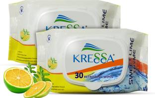 KRESSA Refreshing Face Wet Wipes (Sweet Lime & Thyme)