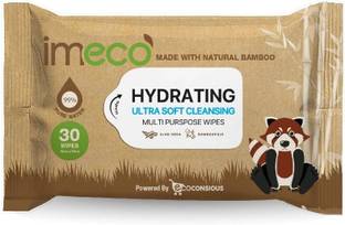 IMECO Bamboo Daily Cleansing Face Wipes with Aloe Vera - 30 Pulls each