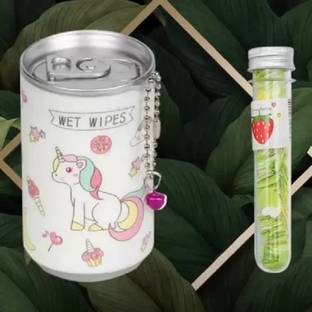 Glamezone Mini Wet Wipes Tissue in Cartoon Printed Tin Can for Cleaning Face