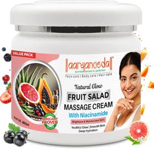 Aaryanveda Natural Glow Fruit Salad Massage Cream with Niacinamide Brightens & Hydrate Skin
