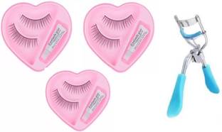YELGO False eyelash with Glue[pack of 3] waterproof & Reusable and CURLER
