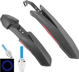 NSV Front & Rear Mudguard With Iron Fitting With Cycle Tyre Light (Blue) Full Length Front & Rear Fender