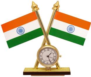 flage Indian Flags with Quartz Watch For Car Dashboard Decoration Double Sided Wind Car Dashboard Flag
