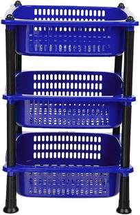 DM PLUS Plastic Fruit & Vegetable 3-Layer Kitchen Trolley Plastic Kitchen Trolley