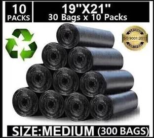 ASCREATION Biodegradable Black Garbage Bag - 19x21 ,(10X30=300 Pieces) Medium 12 L Garbage Bag  Pack Of 300