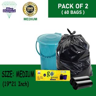 Blue Diamond Garbage bags Medium size black for home Oxo Biodegradeable 30 Litre 60Bags Medium 30 L Garbage Bag  Pack Of 60