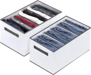 TARVEL Clothes Organizer 7 Grid Organizer Wardrobe Clothes Storage Organizer Storage Box
