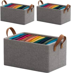 VENDIFY Foldable 26L PACK OF 3 Cloth Organizer For Wardrobe Storage Bag Storage Box Closet Drawer Organizers for Clothes Clothes Storage Box for Wardrobe Cloth, Saree, Towel, Blanket