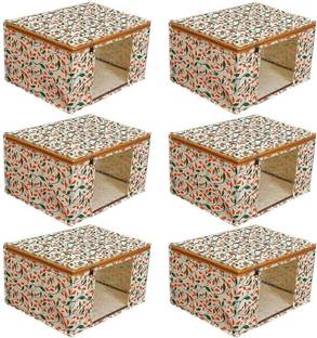 BTOS Non Woven Fabric Saree Cover/ Clothes Organizer|Transparent Window|Zipper Closure With Foldable Material Size 45x 33 x 22,Pack Of 6