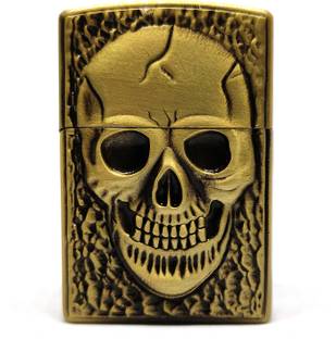 First Dot Lighter | Skull Embossed Metal Lighter for Men | Refillable Windproof Cigarette Lighter for Men | Cool Skull Design | Pocket Lighter
