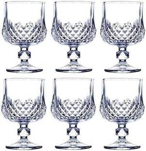 vetreo (Pack of 6) 260Ml Wine Glass Set of 6 Pcs-T Crystal Brandy Wine Glass Short 260 Ml Red Wine Glasses Crystal Shine Wine Glass, Designed Crystal Wine Glass, Glass Brandy Wine Glass Set of 6 Glass Set Water/Juice Glass