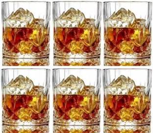 Coozico (Pack of 6) Crystal Clear Fancy Whiskey Scotch glass Glasses Set Glass Set Wine Glass