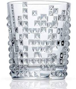 TINSUHG (Pack of 6) Crystal Clear Diamond Cut Whiskey Glass Perfect Scotch Rum Glass Set Whisky Glass