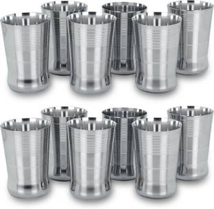 Vm Om Sai Lifetime (Pack of 12) Pack of 12(G3) Stainless Steel Water, Juice & Drinking Glasses Glass Set Water/Juice Glass