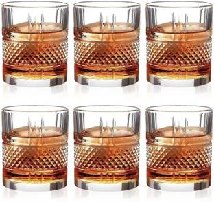 Prachi (Pack of 6) 310ml Crystal Whiskey Glasses for Drinking Bourbon , Cocktails , Home Party Glass Set Whisky Glass