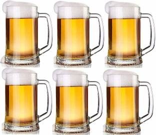 MOOZICO Pub Beer Glass with Handle in Freezer Safe (500 Ml Set of 6 ) Glass Beer Mug