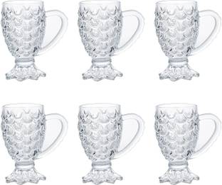 LEBELIEF WORLD (Pack of 6) Classic Glasses, Drinking Glass Set, Crystal Clear, Fancy Glass with Handle for Drinking Water, Juice, Cold Drink, Whiskey, Wine, Liquor. Glass Set Whisky Glass