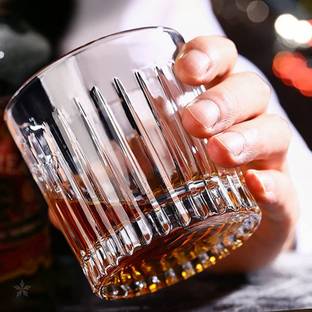 JIGSHTIAL (Pack of 6) 300 ML Wine Glass,Water Juice Tumbler Glass Multi-Purpose Beverage Glass Set Whisky Glass