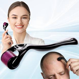 GHANISHKA Derma Roller 0.50mm for Face, Scalp, Beard & Hair Growth, & Reduces Acne Scars Wrinkles Microneedling Roller for Women Hair Straightener