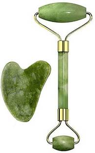 Bloriza Roller Face Massager For Women Men | 100% Natural Jade Stone Facial Roller Massage with Gua Sha Tool for Face Eye Neck Foot Massage | Skin care And Anti-Aging Therapy