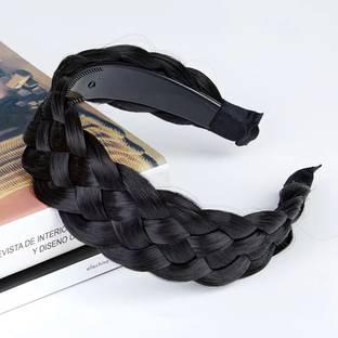 Ashkash 1pc Wide 5 Strands Synthetic Breaded Hair Band with Teeth Design Head Band