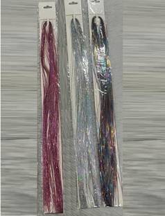 A H S 40 Inch Tinsel|Glitter|Highlight Hair Extensions For Women/Girls (Multicolor) Braid Extension
