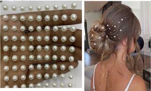 Kaima Hair Accessories for Women & Girls Stylish Decoration Pearls (100 Pieces) Hair Tattoo/Sticker