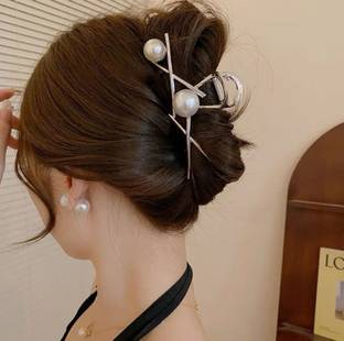 ashlyn creations Pearl Tassel Metal Clutcher Korean Hair Accessories For Girls Woman-023 Hair Claw