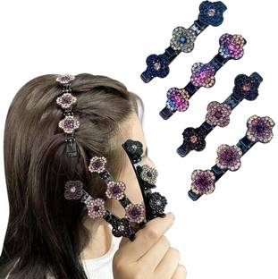 PALAY 4Pcs Hair Braid Accessories Hair Sectioning Clamps Sparkling Crystal Hair Clip