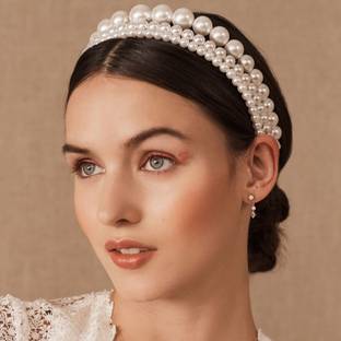 BEING BELLA 1 Pcs Headbands Set White Faux Pearl Hairband Hair Accessories for Women Girls Head Band