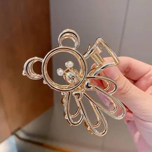 Zennie 1pcs Teddy Metal Korean Hair Claw Clip Hair Clutcher For Women & Girls Hair Clip