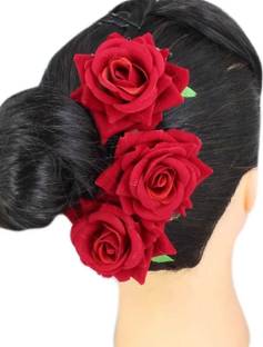 trusetedwell Red Rose flower Velvet Hair Clip is a perfect floral accessory for any hairdo to add color, love and glam. This floral accessory has a brooch pin too and can be used to stylize your blazers, dresses or bags. Hair Accessory Set